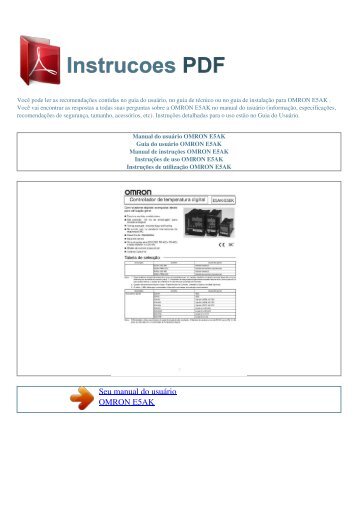 Manual do usuário OMRON E5AK - INSTRUCOES PDF