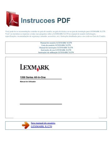 Инструкция Lexmark X1270 Инструкция Lexmark X1270