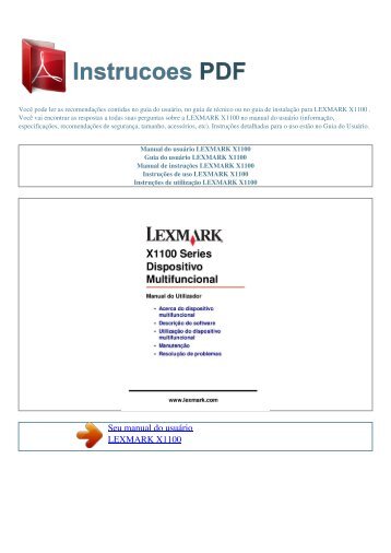 Manual do usuário LEXMARK X1100 - INSTRUCOES PDF