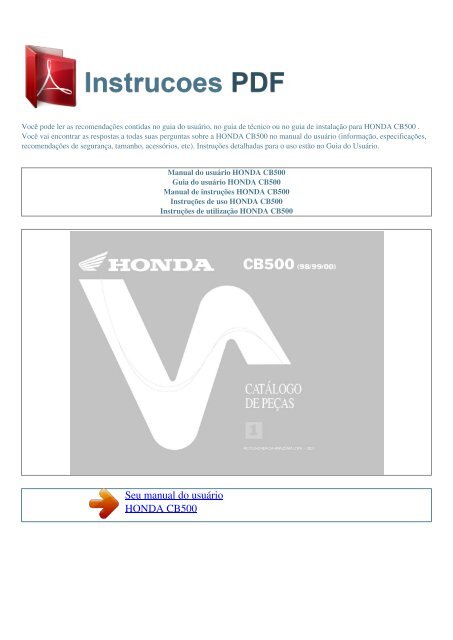 Manual Do Usuário Honda Cb500 Instrucoes Pdf