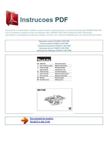 Manual do usuário MAKITA MLT100 - INSTRUCOES PDF