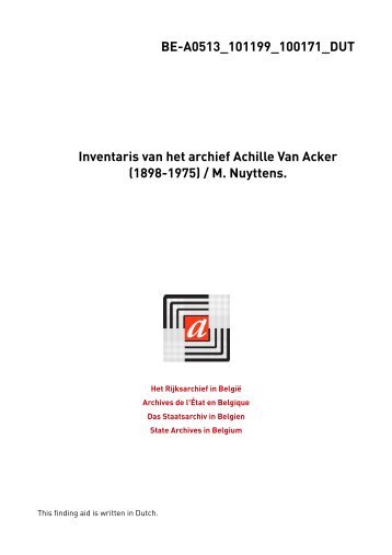 Archief Achille Van Acker - Zoeken in het Rijksarchief in België