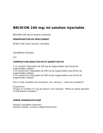 Bridion (Sugammadex) (PDF ? 94.4 ko)