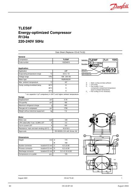 TLES6F Energy-optimized Compressor R134a 220-240V 50Hz - North