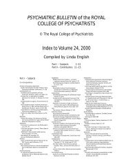 PSYCHIATRIC BULLETIN of the ROYAL ... - The Psychiatrist