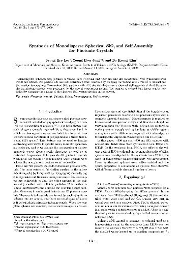 Synthesis of Monodisperse Spherical SiO2 and Self-Assembly for ...