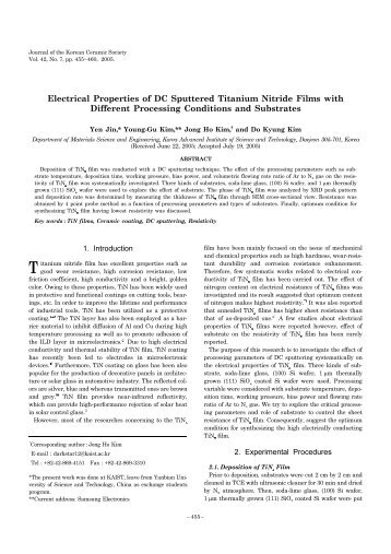 Electrical Properties of DC Sputtered Titanium Nitride Films with ...