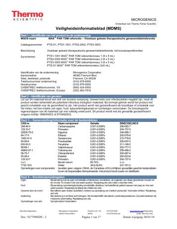 Veiligheidsinformatieblad (MDMS) - Fisher Scientific