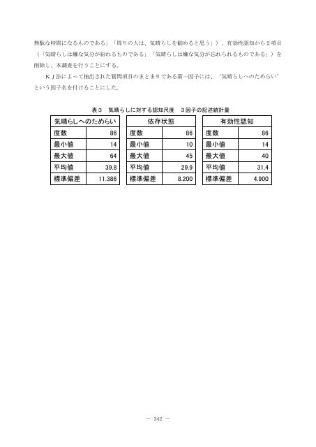 気晴らしに対する認知と抑うつとの関連について(PDF)