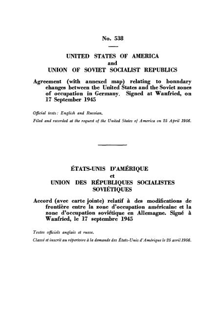 Treaty Series Recueil des Traites - United Nations Treaty Collection