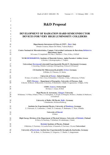 R&D Proposal - Solid State Detectors Support and R&D - CERN