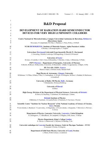 R&D Proposal - Solid State Detectors Support and R&D - CERN