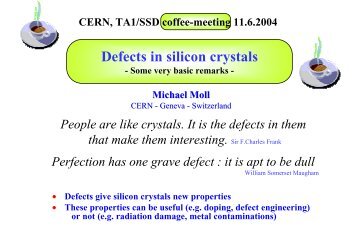 Defects in silicon crystals - CERN