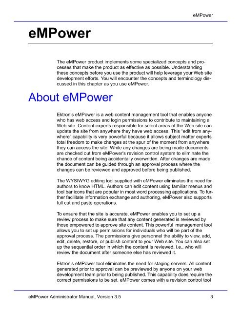 eMPower 3.2 Administrator Manual - Ektron