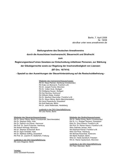 Stellungnahme - RWS Verlag