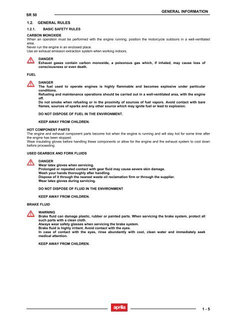 Aprilia SR 50 servicemanual - Scootergrisen