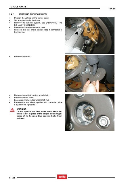 Aprilia SR 50 servicemanual - Scootergrisen