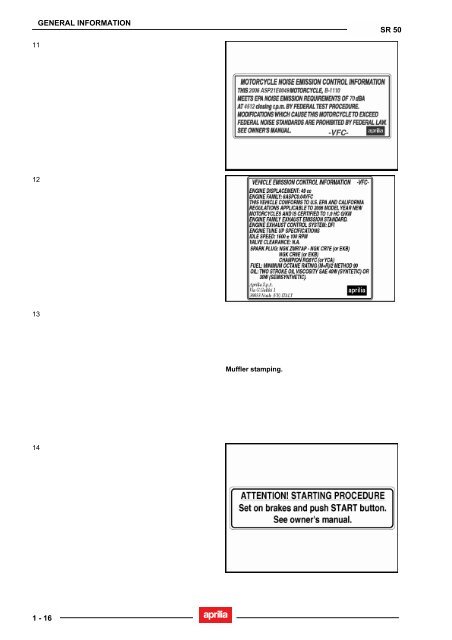 Aprilia SR 50 servicemanual - Scootergrisen