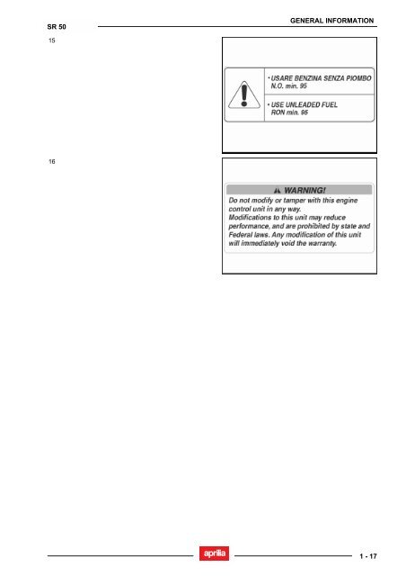 Aprilia SR 50 servicemanual - Scootergrisen