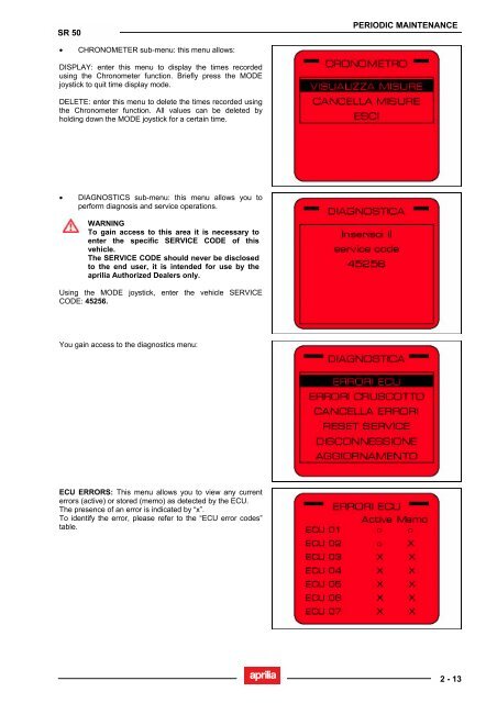 Aprilia SR 50 servicemanual - Scootergrisen