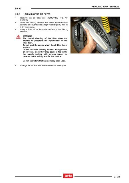 Aprilia SR 50 servicemanual - Scootergrisen