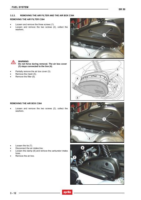 Aprilia SR 50 servicemanual - Scootergrisen