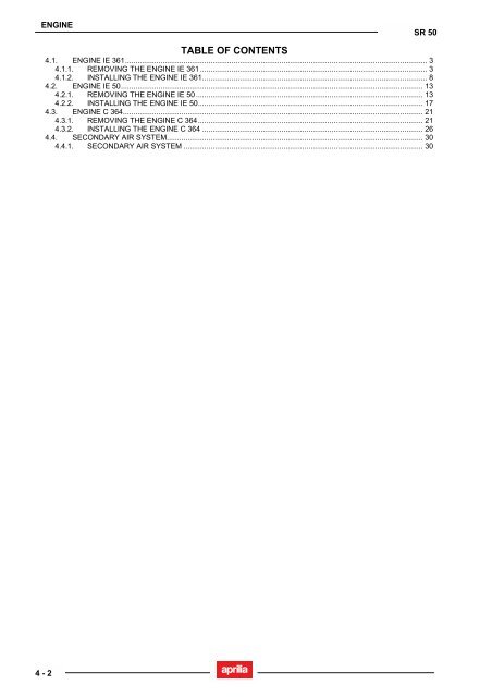 Aprilia SR 50 servicemanual - Scootergrisen