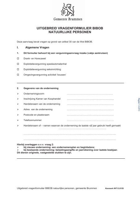 uitgebreid vragenformulier natuurlijke personen