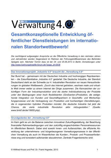 Verwaltung 4.0 Gesamtkonzeptionelle Entwicklung ... - IVMhoch2