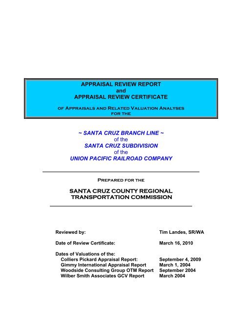 Santa Cruz Branch Rail Line Acquisition - SCCRTC