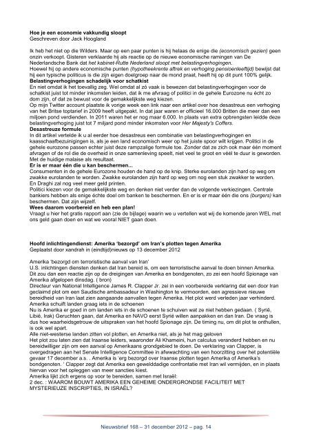 Nieuwsbrief 168 – 31 december 2012 – pag. 1 Inhoudsopgave ...