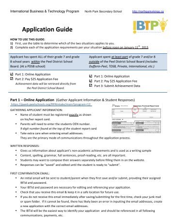 Application Guide - North Park Secondary School