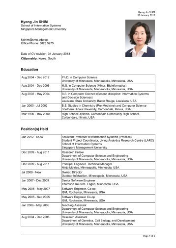 Kyong Jin SHIM Education Position(s) Held - Singapore ...