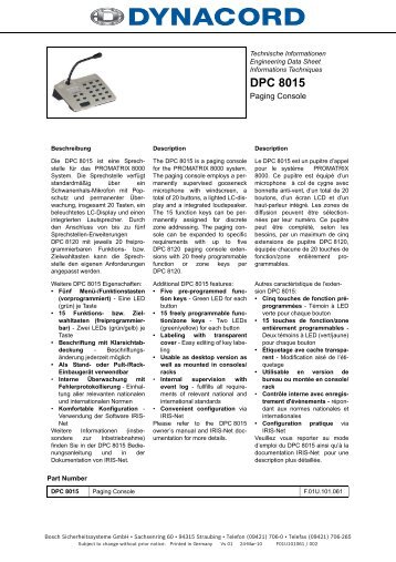 DPC 8015 Technische Informationen.fm - Udo Erpenstein GmbH