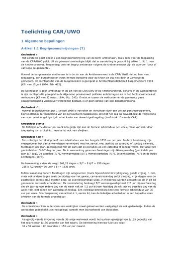 Toelichting CAR-UWO