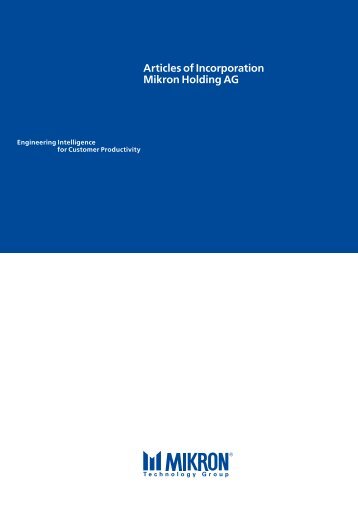 Articles of Incorporation Mikron Holding AG