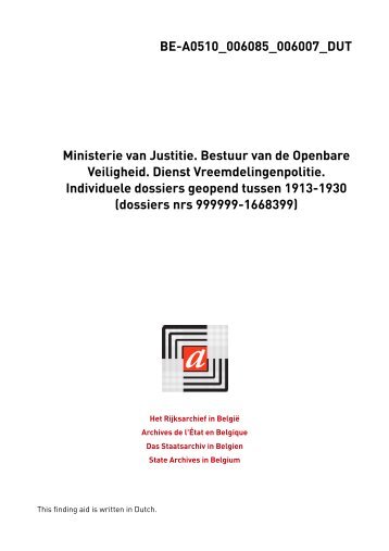 Min.Just. Dnst Vreemdelingenpol. Indiv. doss 1913-1930