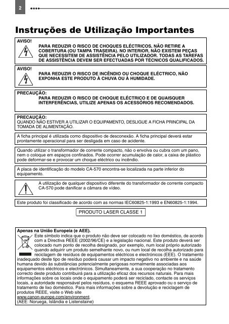 Manual de instruções PAL - Canon Europe