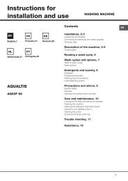 Instructions for installation and use - Hotpoint