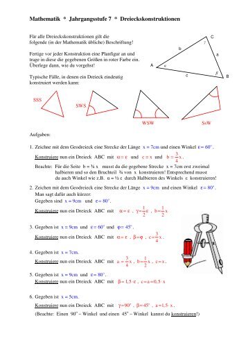Dreieckskonstruktionen zu den Kongruenzsätzen