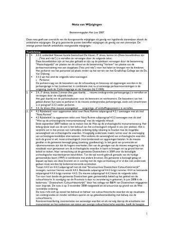 Nota van wijzigingen aangevuld - Bestuurlijke informatie van de ...