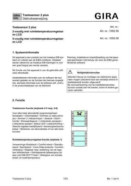 Toetssensor 2 plus Gebruiksaanwijzing - Download - Gira