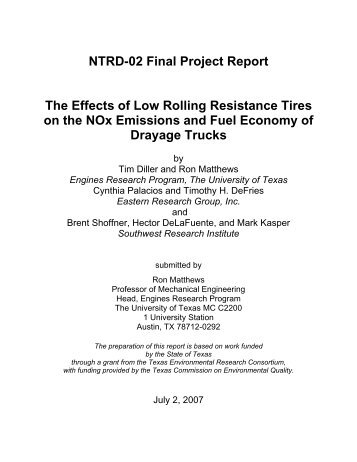 NTRD-02 Final Project Report The Effects of Low Rolling Resistance ...