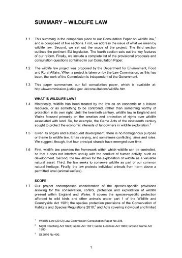 Wildlife consultation paper summary - Law Commission