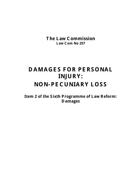 damages for personal injury: non-pecuniary loss - Law Commission