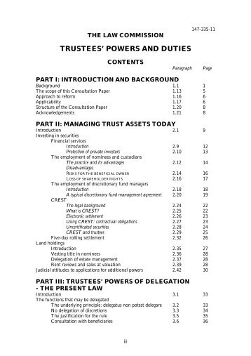 Trustees' Powers and Duties Consultation [PDF ... - Law Commission