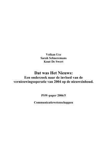 PSWpaper 2006-05 volkan uce.pdf - Universiteit Antwerpen