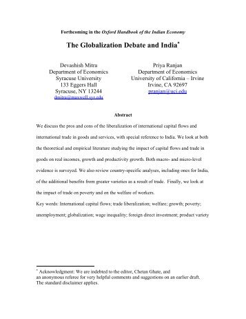 The Globalization Debate and India - maxwell.syr.edu - Syracuse ...