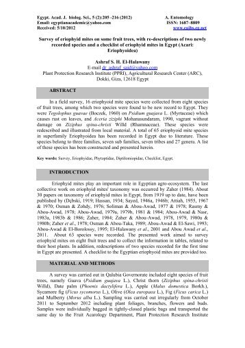 Survey of eriophyid mites on some fruit trees, with re-descriptions of ...