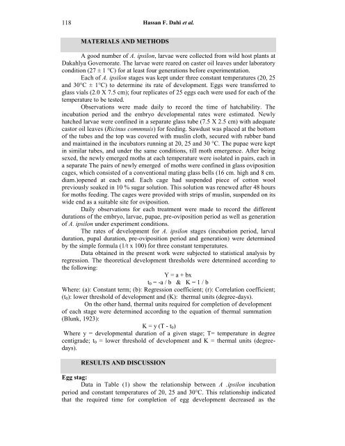 Heat Requirements for the Development of the Black cutworm ...